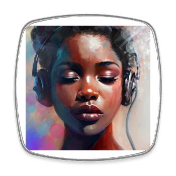Beautiful woman listens to music - Square fridge magnet - white - Front