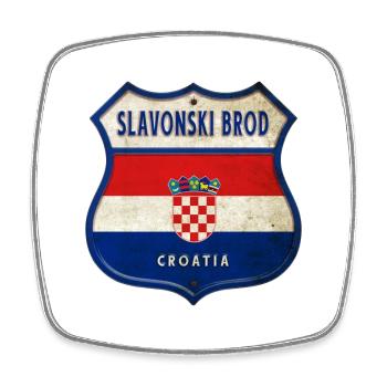 Slavonski Brod Croatie Drapeaux Armoiries - Magnet carré - blanc - Devant