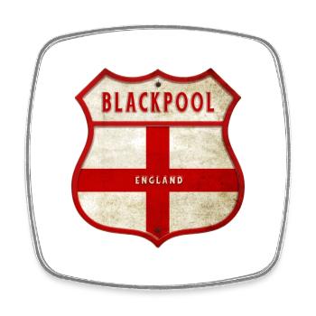Blason de Blackpool, Angleterre - Magnet carré - blanc - Devant