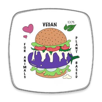 Vegan Burger Poster - Viereckiger Kühlschrankmagnet - Weiß - Vorne