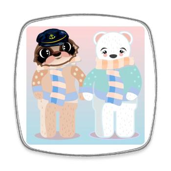 CAPTAIN SLOTH - POLAR BEAR VALENTINE'S DAY - LOVE - Square fridge magnet - white - Front
