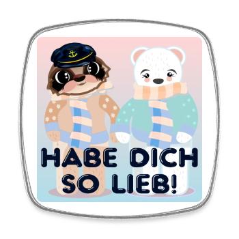 Habe Dich so lieb - Kapitän Bären - Viereckiger Kühlschrankmagnet - Weiß - Vorne