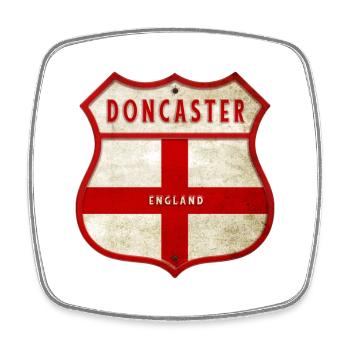 Doncaster Angleterre Drapeau Armoiries - Magnet carré - blanc - Devant