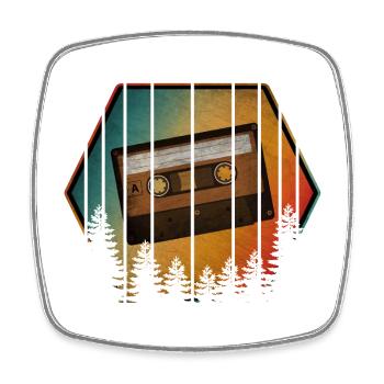 VINTAGE TAPE CASSETTE - Square fridge magnet - white - Front