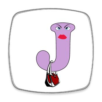 J - Square fridge magnet - white - Front