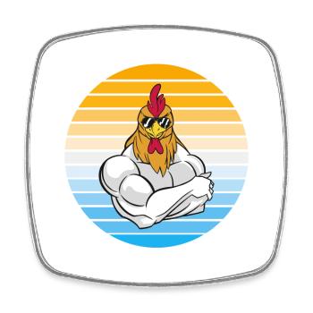 Chicken with cool sunglasses - Square fridge magnet - white - Front