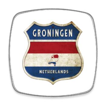 Groningen Niederlande Wappen Design - Viereckiger Kühlschrankmagnet - Weiß - Vorne