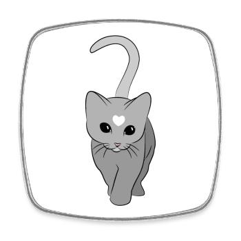 Heart Cat Gray Tone - Square fridge magnet - white - Front