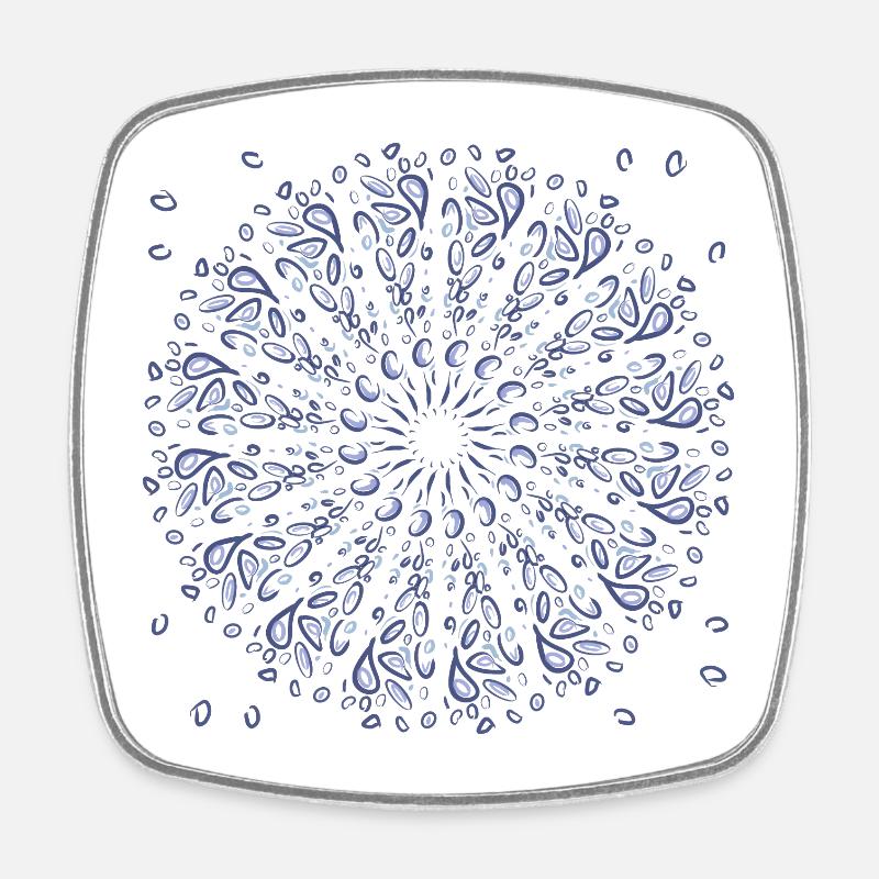 Azure Mandala Bloom - Magnet carré - blanc