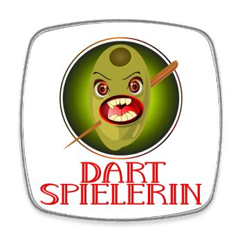 DARTSPIELERIN LUSTIG - DARTS OLIVEN COMIC - Viereckiger Kühlschrankmagnet - Weiß - Vorne