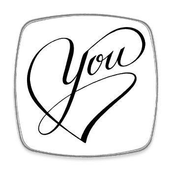 i love you herz heart ich liebe dich - Viereckiger Kühlschrankmagnet - Weiß - Vorne