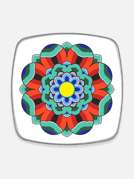 Dancheong 단청 - single (Ver.3) - Square fridge magnet - white