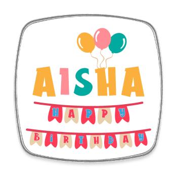 Aisha t-shirt joyeux anniversaire joyeux anniversaire - Magnet carré - blanc - Devant