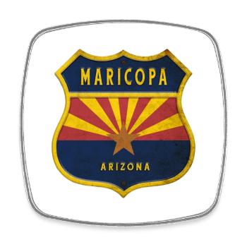 Design du blason du drapeau de Maricopa Arizona - Magnet carré - blanc - Devant
