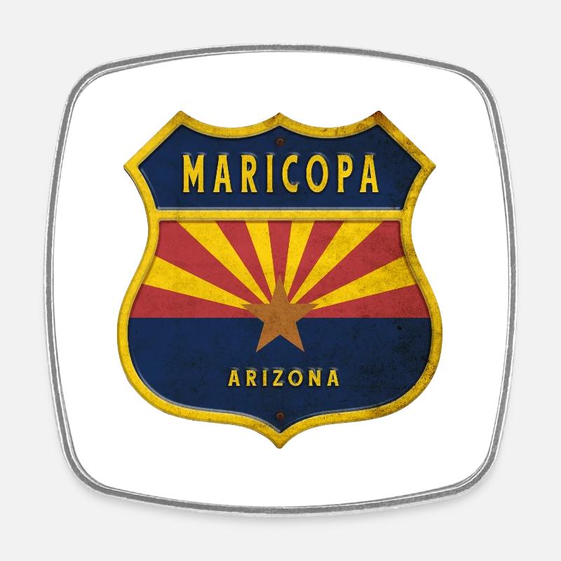 Maricopa Arizona flag crest design - Square fridge magnet - white