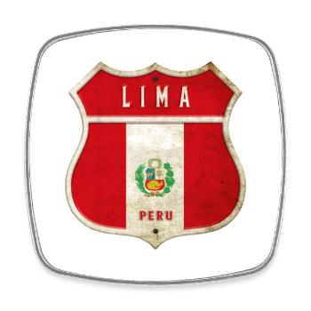 Lima Peru Wappen Flaggen Design - Viereckiger Kühlschrankmagnet - Weiß - Vorne