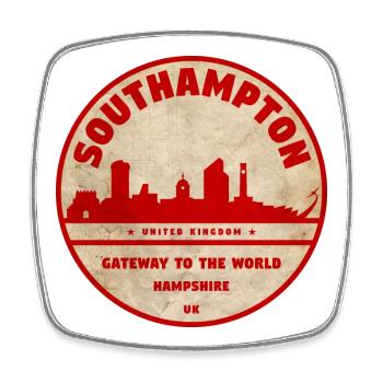 Southampton Skyline Badge - Square fridge magnet - white - Front