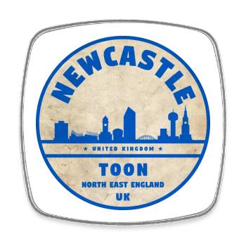Newcastle Toon Skyline Abzeichen - Viereckiger Kühlschrankmagnet - Weiß - Vorne
