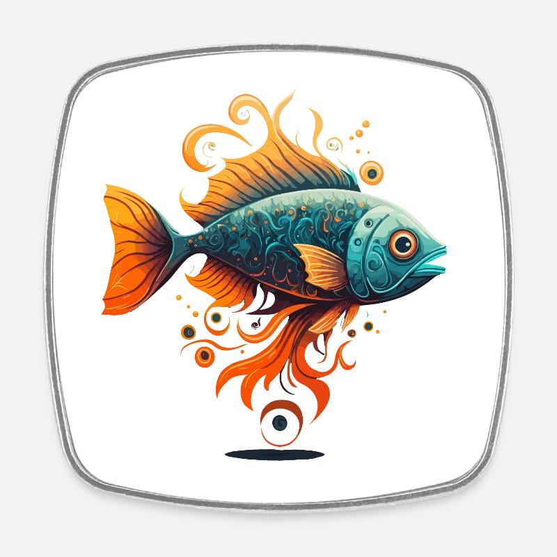 Dragon Fish - Square fridge magnet - white