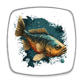 Bass Fisch - Viereckiger Kühlschrankmagnet - Weiß - Vorne