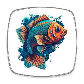 Flat Fish Illustration - Square fridge magnet - white - Front