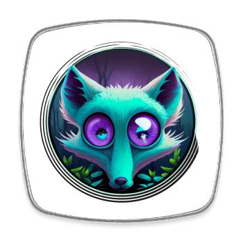 Leuchtender Fuchsschwamm im Fantasystil - Viereckiger Kühlschrankmagnet - Weiß - Vorne