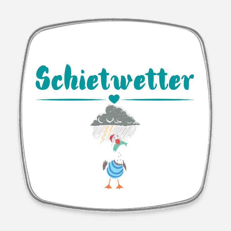 Schietwetter Möwe. Maritime Kleidung - Viereckiger Kühlschrankmagnet - Weiß