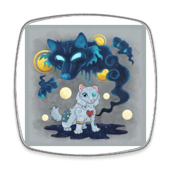 Haunted Plüschpuppe: Haunted Wolf Plüsch - Poster - Viereckiger Kühlschrankmagnet - Weiß - Vorne