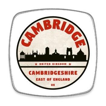 Cambridge Skyline Est de l’Angleterre Vintage - Magnet carré - blanc - Devant