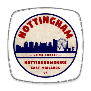 Médaillon de la Skyline de Nottingham - Magnet carré - blanc - Devant
