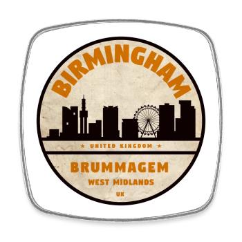 Brummagem Skyline West Midlands Badge - Viereckiger Kühlschrankmagnet - Weiß - Vorne