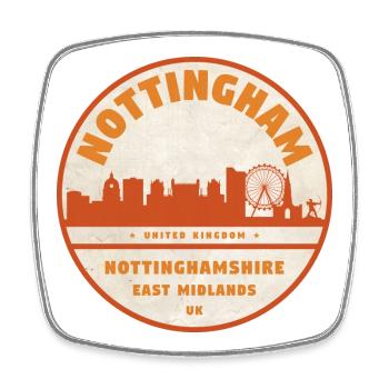 Insigne de la Skyline de Nottingham - Magnet carré - blanc - Devant