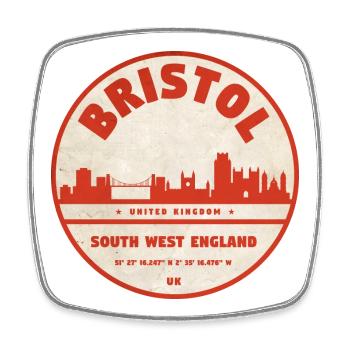 Bristol Skyline Retro Emblem - Square fridge magnet - white - Front