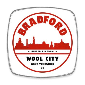 Bradford Skyline-Stempel - Viereckiger Kühlschrankmagnet - Weiß - Vorne