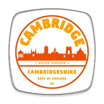 Cambridge Skyline Stempel UK - Viereckiger Kühlschrankmagnet - Weiß - Vorne