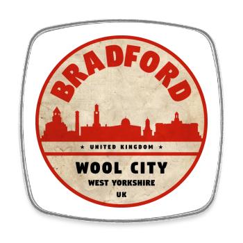 Bradford Wool City Emblem - Viereckiger Kühlschrankmagnet - Weiß - Vorne