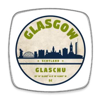 Glasgow Skyline Vintage Badge - Magnet carré - blanc - Devant