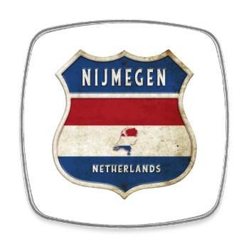 Design des armoiries de Nimègue, Pays-Bas - Magnet carré - blanc - Devant
