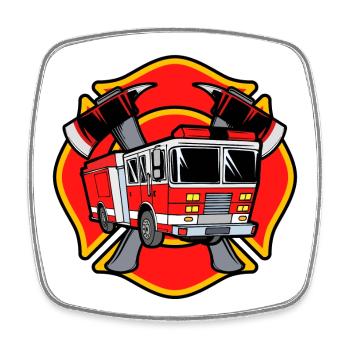 Fire Engine Fire Protection Fire Brigade Rescuer - Square fridge magnet - white - Front