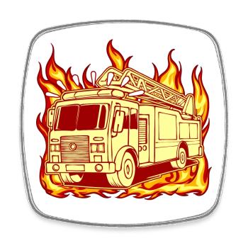 Fire engine fire brigade fire protection - Square fridge magnet - white - Front