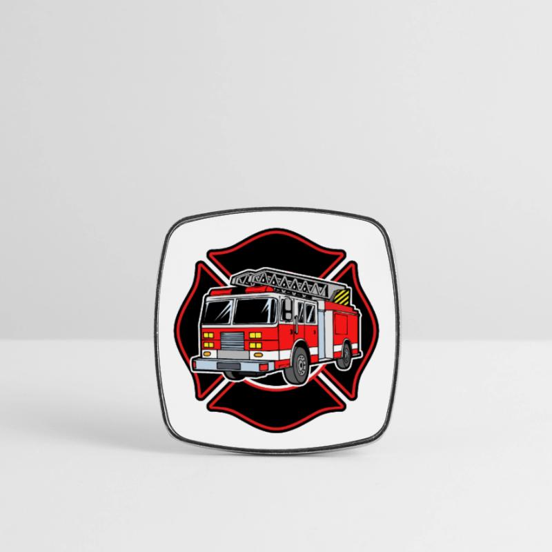 Fire brigade fire engine fire protection extinguishing work Square fridge magnet