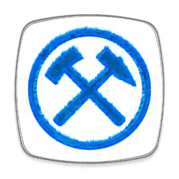 Hammer and mallet mining Schalke coal gift - Square fridge magnet - white - Front