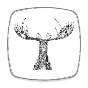 Skulptur Elch Kopf Schweden - Viereckiger Kühlschrankmagnet - Weiß - Vorne