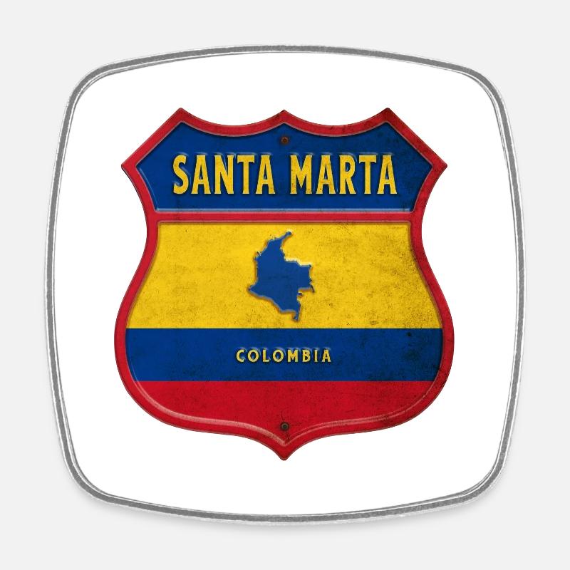 Design des armoiries de Santa Marta en Colombie - Magnet carré - blanc
