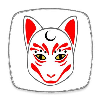 japanische outfits unisex, kitsune maske - Viereckiger Kühlschrankmagnet - Weiß - Vorne