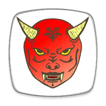tolle asia tees, oni maske - Viereckiger Kühlschrankmagnet - Weiß - Vorne