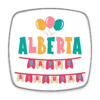 t-shirt joyeux anniversaire Alberta joyeux anniversaire - Magnet carré - blanc - Devant