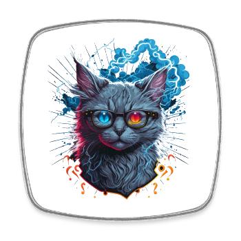 Retro Katze - Viereckiger Kühlschrankmagnet - Weiß - Vorne