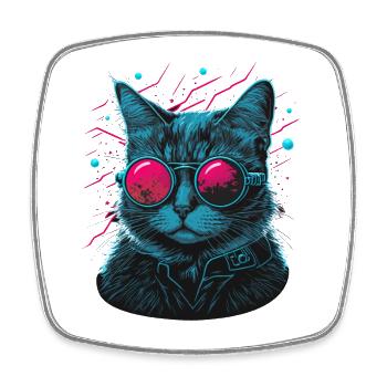 Dj Cat - Magnet carré - blanc - Devant