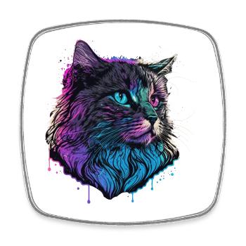 Vaper Cat Illustration - Magnet carré - blanc - Devant